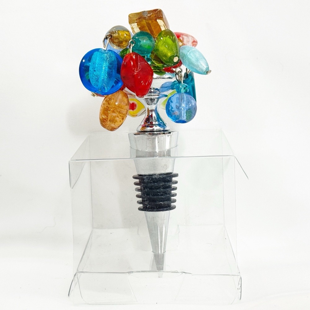 Pier 1 Imports Bottle Stopper Multi Color‎ Art Glass Wine Bottle Topper 460/4604